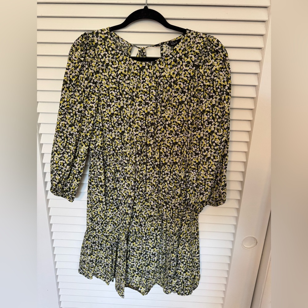 Rails Black and White Sundress with Bishop Sleeves